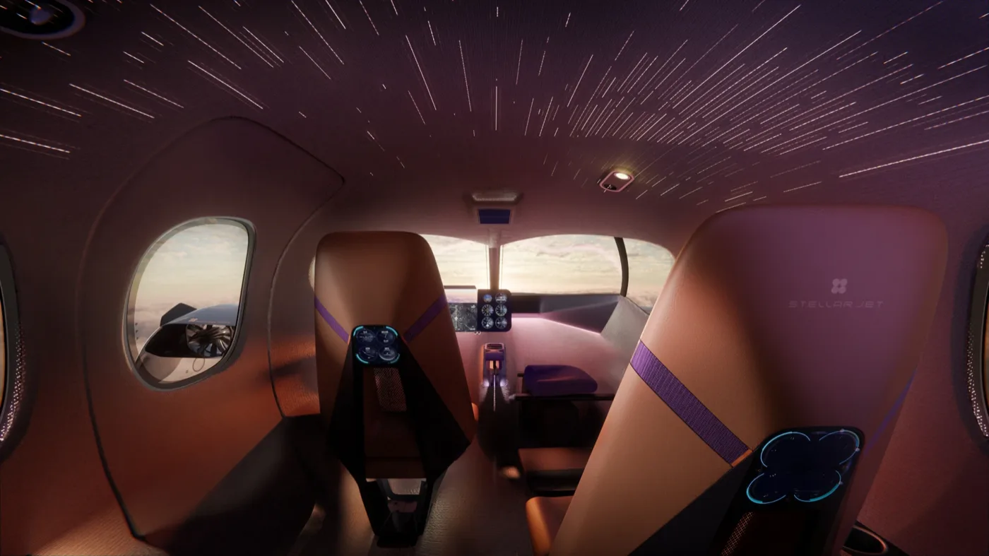 eVTOL cabin with a starlight ceiling