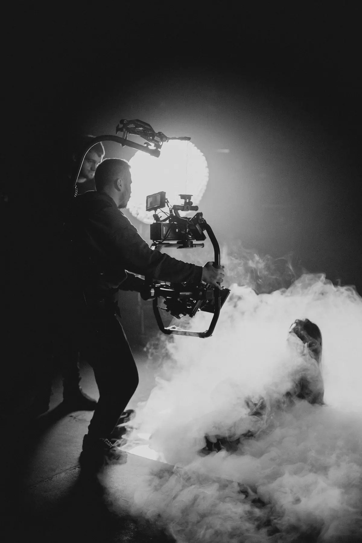 Gimbal operator in stage smoke