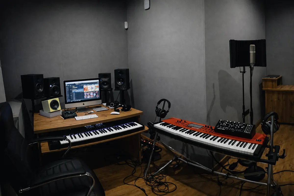 Creative Room with keyboards and monitors